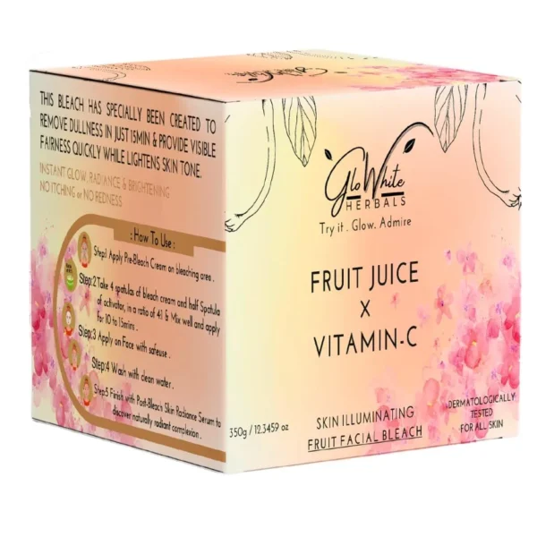 GloWhite Herbals Vitamin-C Fruit Bleach With Pre-Bleach Cream & Post-Bleach,360g