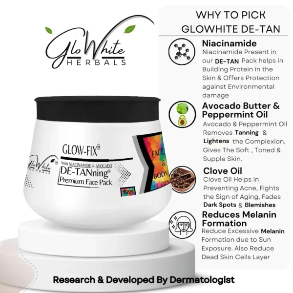 GloWhite Herbals D-Tan Face Pack | Instant Tan Removal | Natural & Bleach-Free