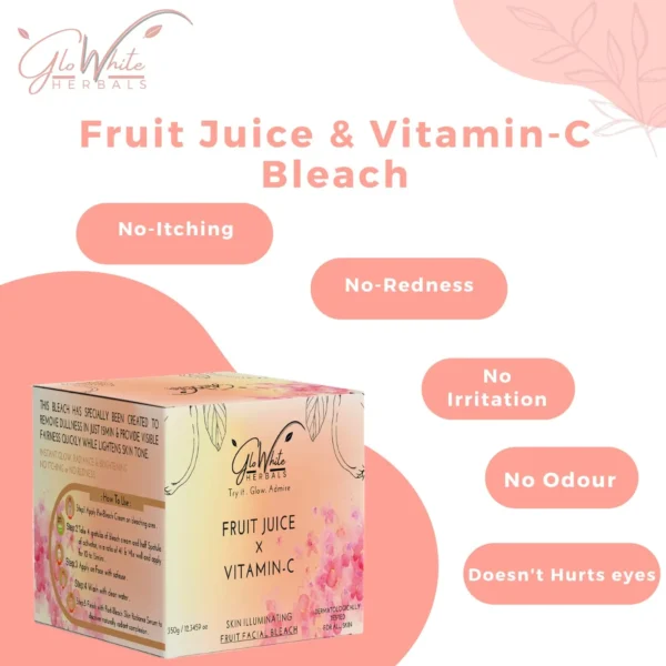 GloWhite Herbals Vitamin-C Fruit Bleach With Pre-Bleach Cream & Post-Bleach,360g