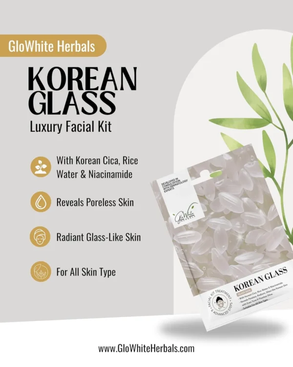 GloWhite Herblas Korean Glass Skin Facial Kit – 6 Step Professional Salon Facial