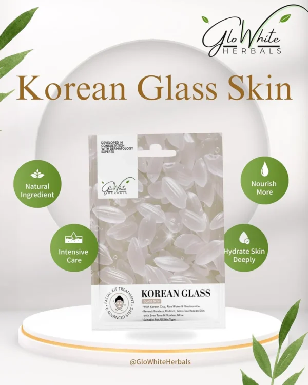 GloWhite Herblas Korean Glass Skin Facial Kit – 6 Step Professional Salon Facial