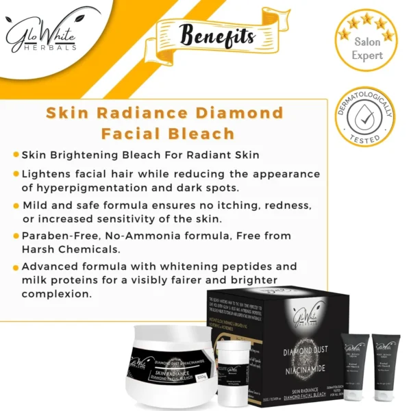 GloWhite Herbals Diamond Bleach For Face | No-Itching Gentle Bleach 360g
