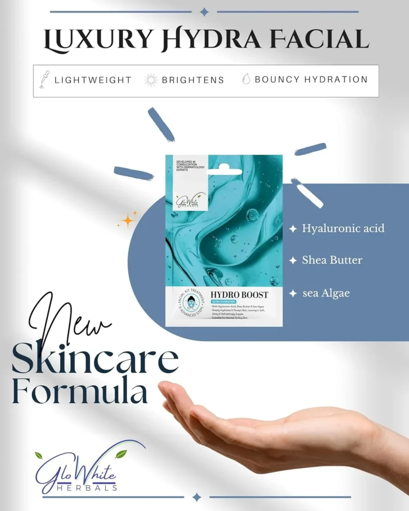 GloWhite Herbals Hydra Boost Hydra Facial Kit – 6 Step | Hydrating Facial for Dry Skin