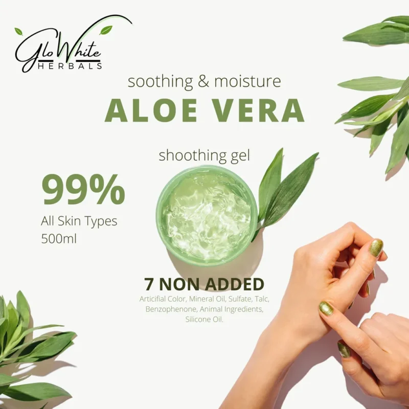 GloWhite Herbals Aloe Vera Gel – Skin & Hair Care with Vitamin E | Hydrating & Soothing | 500ml