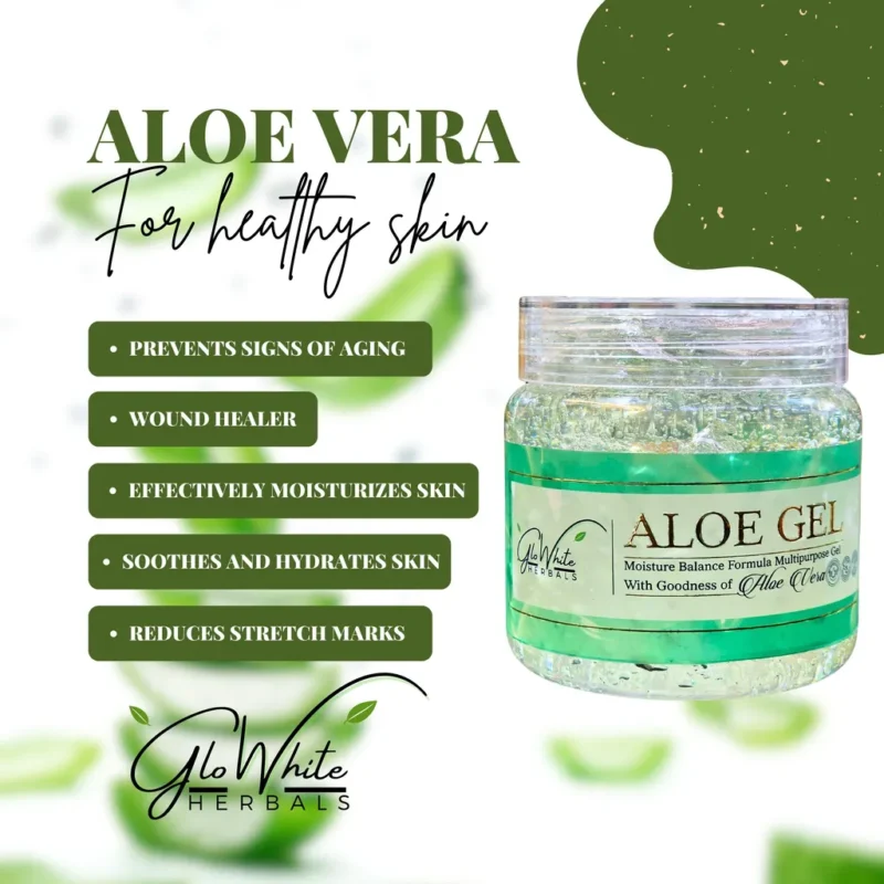 GloWhite Herbals Aloe Vera Gel – Skin & Hair Care with Vitamin E | Hydrating & Soothing | 500ml