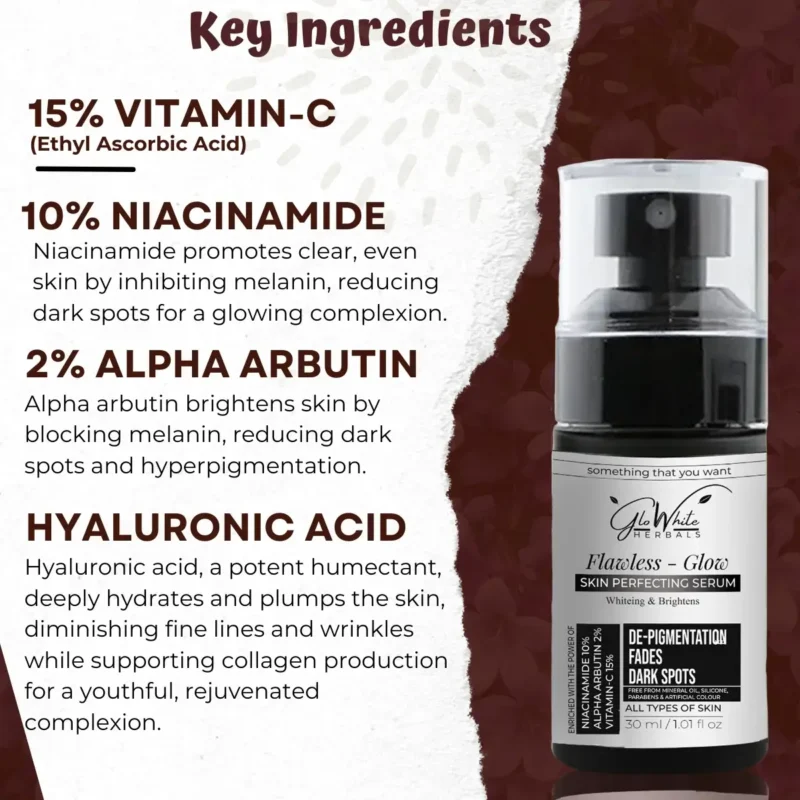 GLoWhite Herbals Flawless Glow Vitamin C Face Serum – 15% Vitamin C, Niacinamide