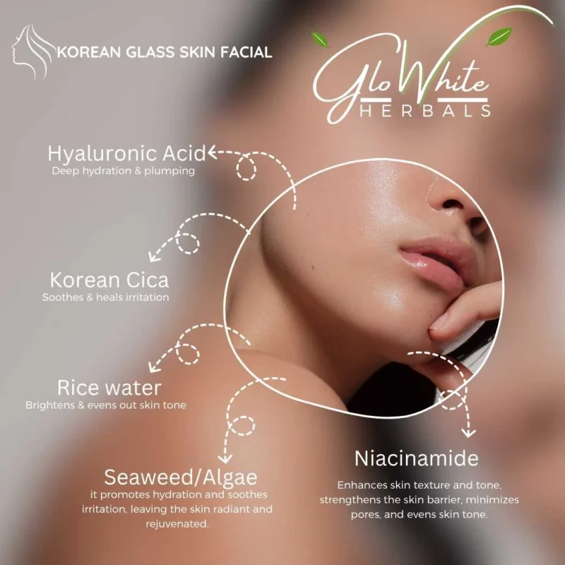 korean facial kit1.2_11zon GLoWhite Herbals Korean Glass Skin Hydra Facial Kit – 10 Step Deep Hydration & Glow Facial Kit | With Rubber Mask