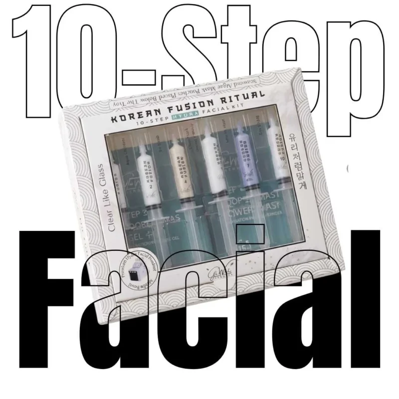 korean facial kit1.6_11zon GLoWhite Herbals Korean Glass Skin Hydra Facial Kit – 10 Step Deep Hydration & Glow Facial Kit | With Rubber Mask
