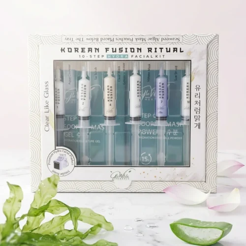 GLoWhite Herbals Korean Glass Skin Hydra Facial Kit – 10 Step Deep Hydration & Glow Facial Kit | With Rubber Mask